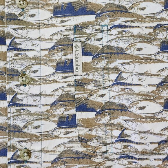 Columbia Sportswear Men’s M Shirt Button Up Fish Print Short Sleeve Cotton - Picture 4 of 8